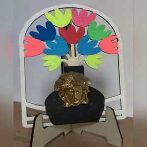 Medusa Colorful Wooden Flower Display with Gold Accent
